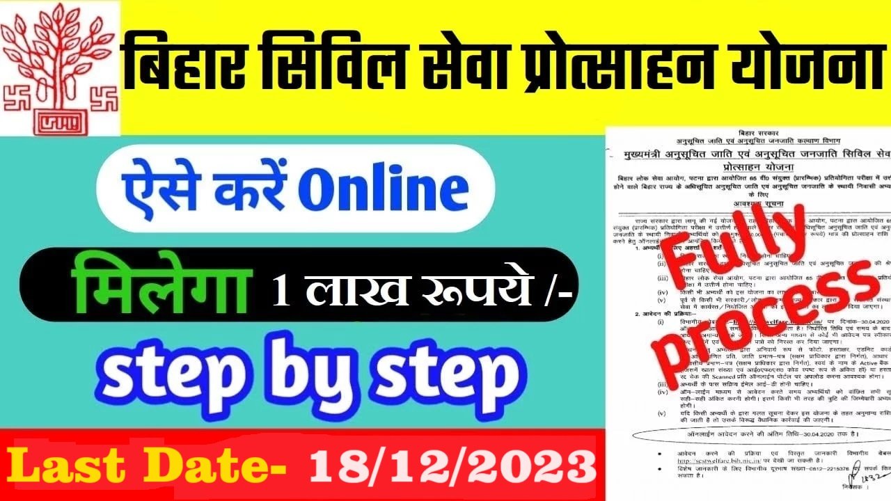 Mukhyamantri Atyant Pichhda Varg Civil Seva Protsahan Yojana 2023 बिहार मुख्यमंत्री अत्यंत पिछड़ा वर्ग सिविल सेवा प्रोत्साहन योजना 2023 यहां से करें ऑनलाइन आवेदन @www.bcebconline.bih.nic.in