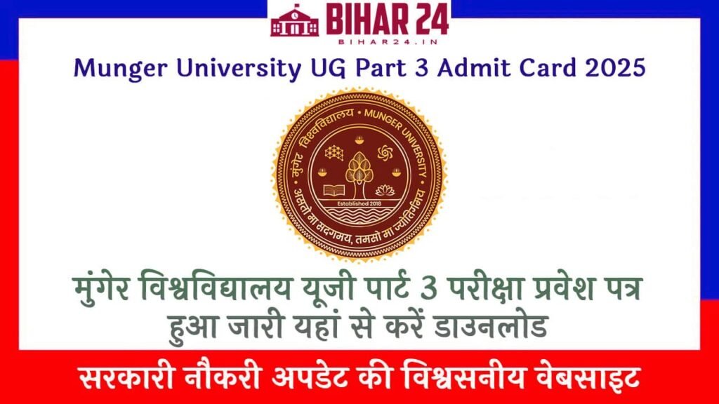 Munger University UG Part 3 Admit Card 2025