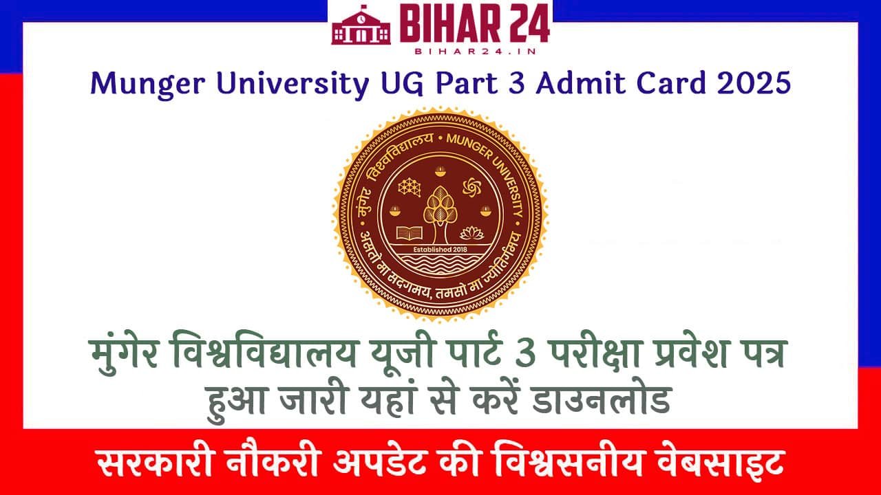 Munger University UG Part 3 Admit Card 2025